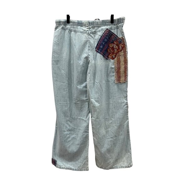 Free People La Vida Low-Rise Pull-On Patched Jeans in Ripple Effect Size Medium - Picture 6 of 6